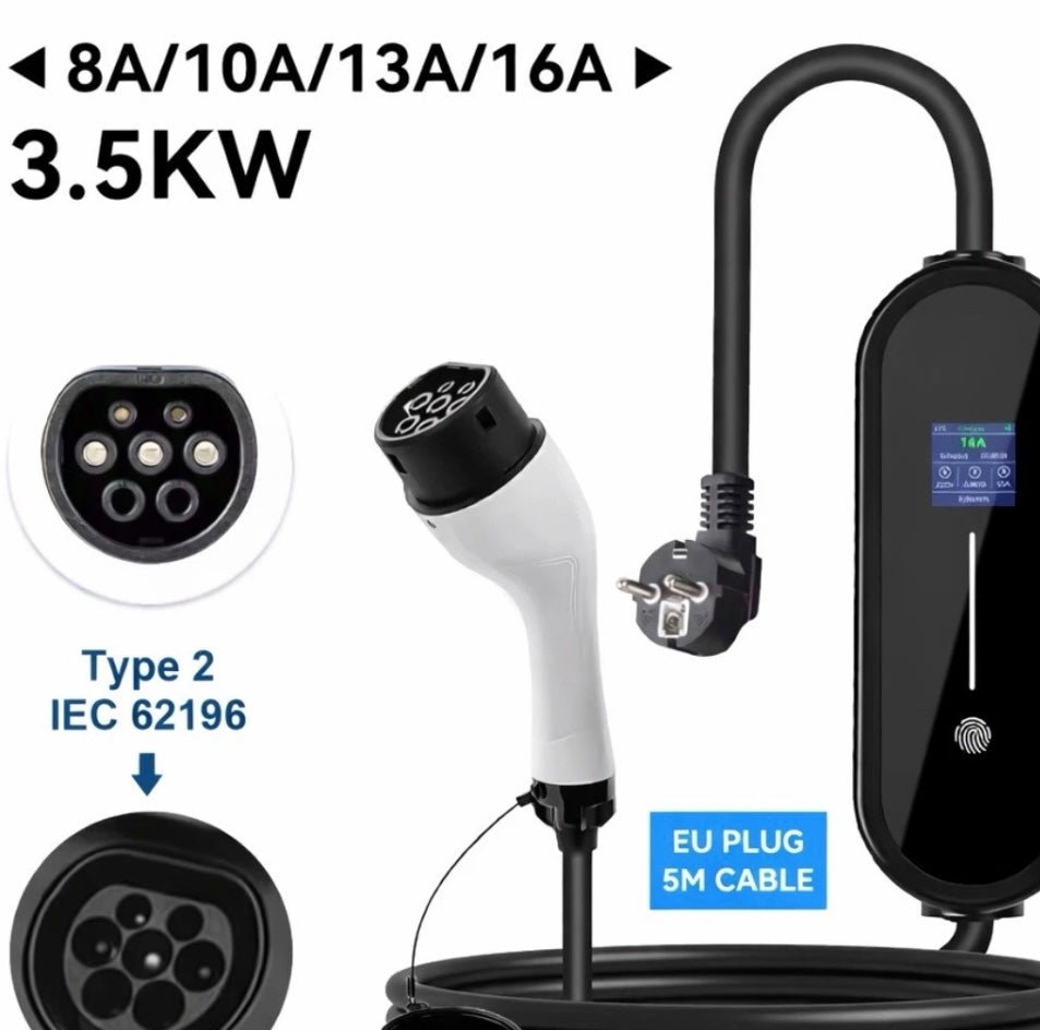 RevVolt 3.5kW Portable EV Charger 16A Level 2 – Type 1 J1772 | 5M Cable
