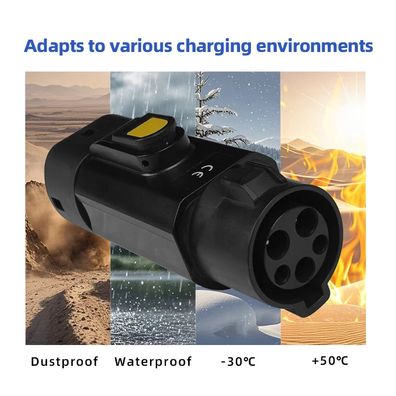 Ev Type1 to Type2 EV Charger Adapter 32A EV Charger Connector SAEJ1772 Socket Type 1 for Charging Type 2 Electric Vehicles